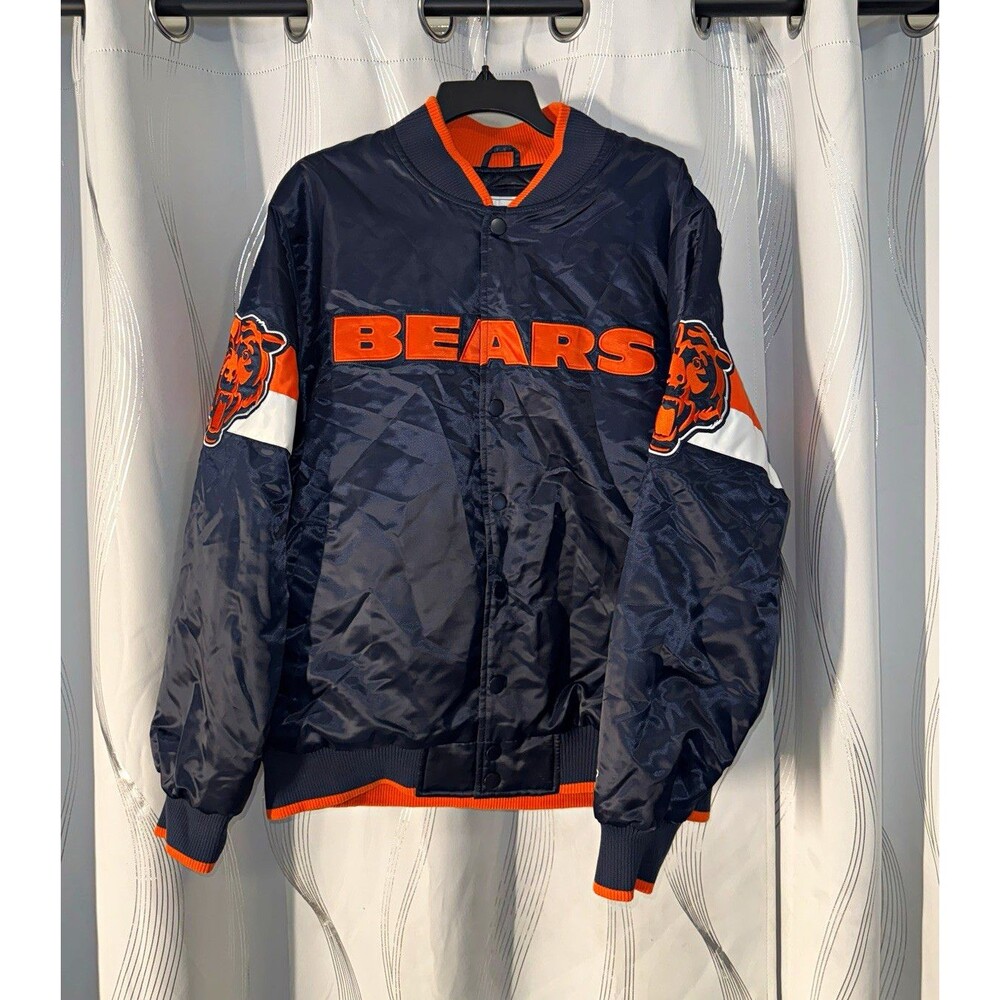Starter Chicago Bears NFL Football Jacket Navy/Orange/White Men's Size XL